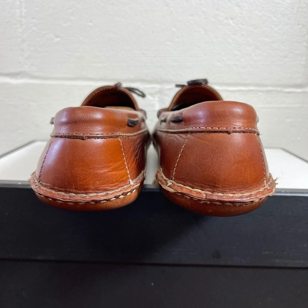 LL Bean Moccasin Slippers Brown Leather Double Sole Slip On Men's Size 10 D